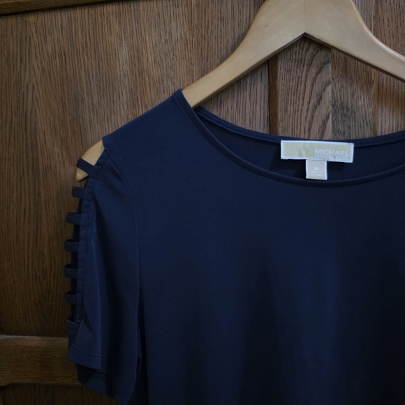 MICHAEL KORS | Navy Blue Short Sleeve Top – Women’s Medium - Picture 3 of 7
